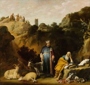 Hippocrates Visiting Democritus by Nicolaes Moeyaert Oil Painting