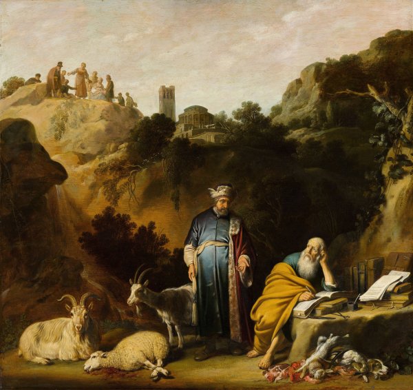 Main Product Photo of Hippocrates Visiting Democritus  Painting by Nicolaes Moeyaert