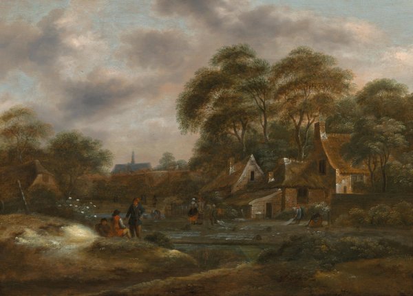 A wooded landscape with a village by Nicolaes Molenaer - Hand-Painted Oil Painting Reproduction