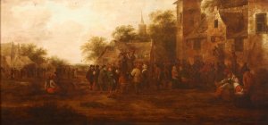 Meeting in Front of the Tavern by Nicolaes Molenaer Oil Painting