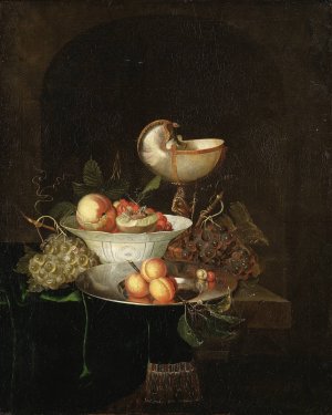 Still Life with Fruit and a Nautilus Goblet by Nicolaes Van Gelder Oil Painting
