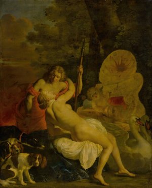 Venus and Adonis by Nicolaes Van Helt Oil Painting