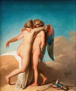 Cupid and Psyche embrace each other Oil painting by Nicolai Abraham Abildgaard