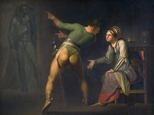 Hamlet and his Mother. Episode from Shakspeare's Hamlet by Nicolai Abraham Abildgaard Oil Painting