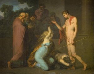 Ismene and Antogone Plead with Theseus by Nicolai Abraham Abildgaard Oil Painting