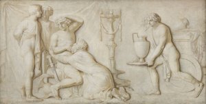 King Priam Pleading with Achilles for the Corpse of Hector by Nicolai Abraham Abildgaard Oil Painting