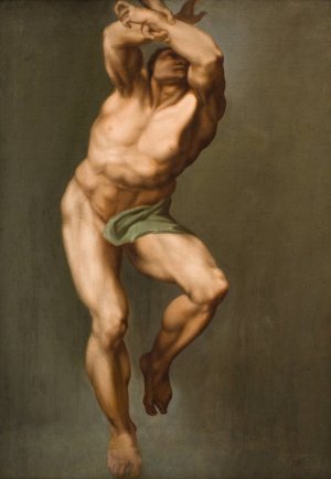 Male Figure. After Michelangelo's 'Last Judgement'in the Sistine Chapel by Nicolai Abraham Abildgaard Oil Painting