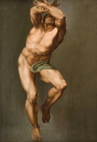 Male Figure. After Michelangelo's 'Last Judgement'in the Sistine Chapel  by Nicolai Abraham Abildgaard - Hand-Painted Oil Painting Reproduction