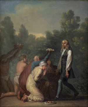 Niels Klim Receives the Homage of the Quamites by Nicolai Abraham Abildgaard Oil Painting