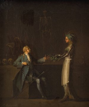 The Doctor's Wife Reveals her Husband's Intention of Anatomising Niels Klim by Nicolai Abraham Abildgaard Oil Painting