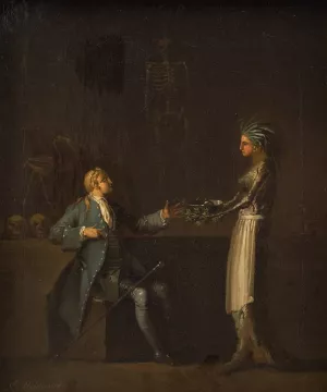 The Doctor's Wife Reveals her Husband's Intention of Anatomising Niels Klim by Nicolai Abraham Abildgaard Oil Painting