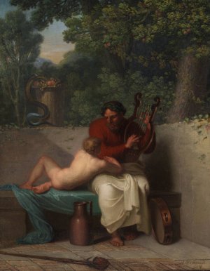 The Greek Poet Anacreon and Bathyll by Nicolai Abraham Abildgaard Oil Painting