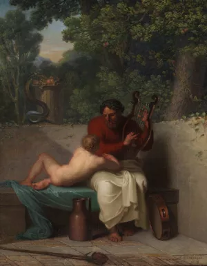 The Greek Poet Anacreon and Bathyll by Nicolai Abraham Abildgaard Oil Painting