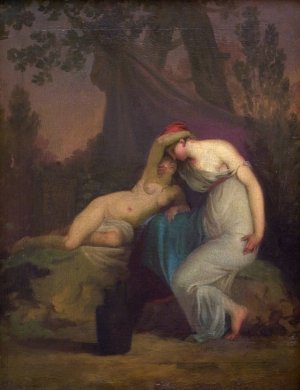The Greek Poet Sappho and the Girl from Mytilene by Nicolai Abraham Abildgaard Oil Painting