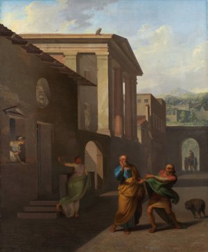 The Midwife Taking Leave of the girl from Andros. From Terence's Andria by Nicolai Abraham Abildgaard Oil Painting