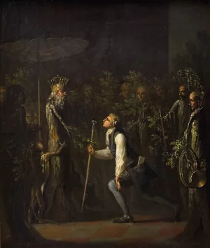 The Potuans are Surprised to see Niels Klim Genuflect in front of the Wise Prince by Nicolai Abraham Abildgaard Oil Painting