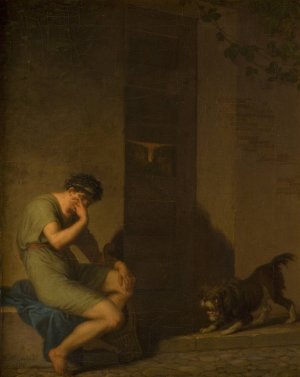 Tibullus Lamenting outside the Door of his Beloved by Nicolai Abraham Abildgaard Oil Painting