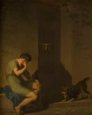 Tibullus Lamenting outside the Door of his Beloved by Nicolai Abraham Abildgaard Oil Painting