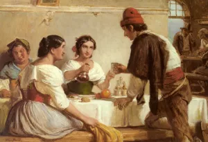 A Welcome Refreshment by Nicolai Wilhelm Marstrand Oil Painting