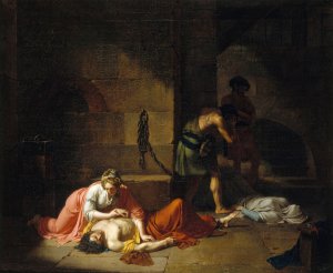 La Mort d'Agis by Nicolas-Andre Monsiau Oil Painting