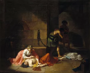 La Mort d'Agis by Nicolas-Andre Monsiau Oil Painting