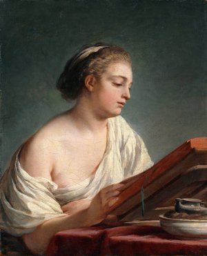 Woman Reading by Nicolas Bernard Lepicie Oil Painting