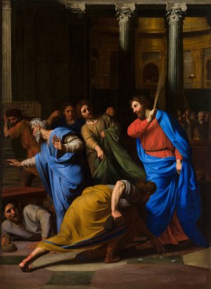 Christ Expelling the Money-Changers from the Temple by Nicolas Colombel Oil Painting