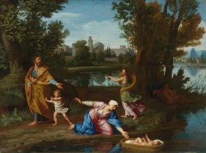 Moses Cast Into The Nile by Nicolas Colombel Oil Painting