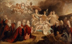 Allegorie des fiancailles de Louis XV avec l'infante Marie-Anne-Victoire d'Espagne by Nicolas De Largilliere Oil Painting
