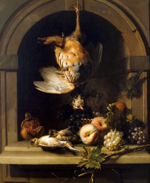 Perdrix Rouge dans une Niche by Nicolas De Largilliere Oil Painting