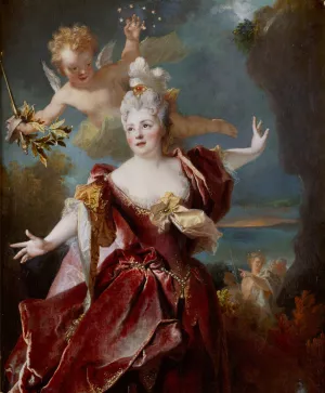 Portrait de la comedienne Marie-Anne de Chateauneuf, dite Mlle Duclos by Nicolas De Largilliere Oil Painting