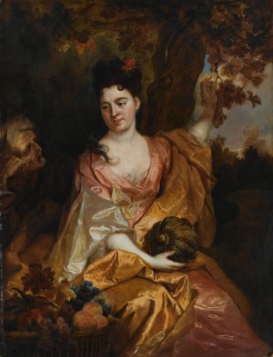 Portrait Of A Lady as Pomona, beside her Vertumnus by Nicolas De Largilliere Oil Painting