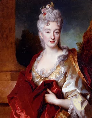 Portrait Of A Lady, Said To Be The Comtesse De Courcelles painting by Nicolas De Largilliere