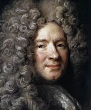 Portrait of a Man in a Purple Robe Detail painting by Nicolas De Largilliere