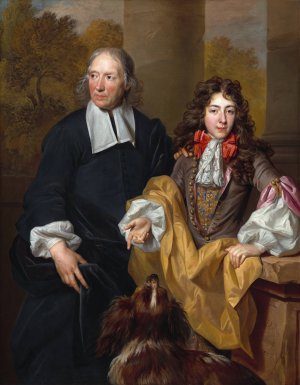 Portrait of a Young Man and His Tutor by Nicolas De Largilliere Oil Painting