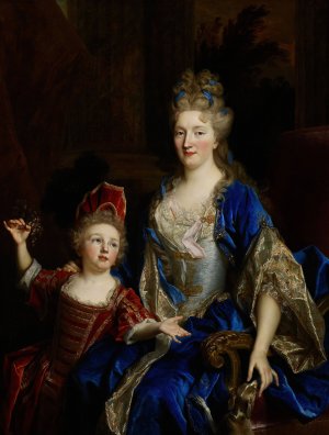 Portrait of Catherine Coustard, Marquise of Castelnau, Wife of Charles-Leonor Aubry with Her Son Leonor by Nicolas De Largilliere Oil Painting