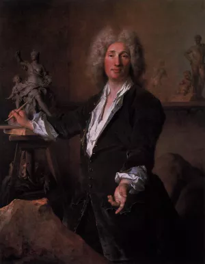 The Sculptor Nicolas Coustou in His Atelier by Nicolas De Largilliere - Oil Painting Reproduction