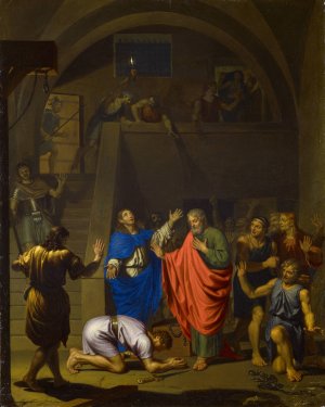 Paul and Silas leaving the prison in Philippi by Nicolas De Plattemontagne Oil Painting