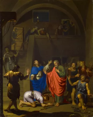 Paul and Silas leaving the prison in Philippi by Nicolas De Plattemontagne Oil Painting