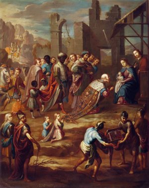 The Adoration of the Kings with Viceroy Pedro de Castro y Figueroa,Duke of La Conquista by Nicolas Enriquez Oil Painting