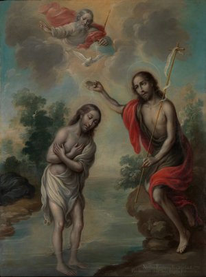 The Baptism of Christ by Nicolas Enriquez Oil Painting