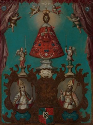 The Virgin of El Camino with St. Fermin and St. Saturnino by Nicolas Enriquez Oil Painting
