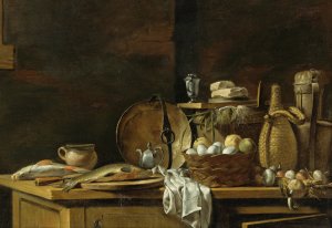 Kitchen Table Still Life by Nicolas-Henri Jeaurat De Bertry Oil Painting