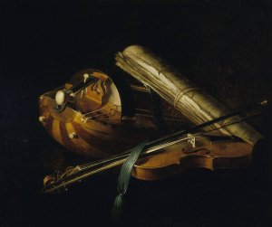 Nature morte aux instruments de musique by Nicolas-Henri Jeaurat De Bertry Oil Painting