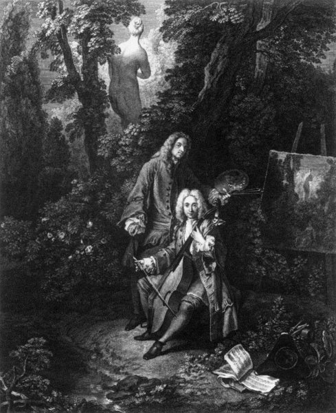 Main Product Photo of Watteau and his Friend Monsieur de Jullienne Painting by Nicolas-Henry Tardieu