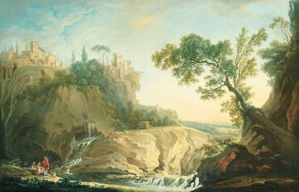 Landscape With Torrent  by Nicolas Jacques Julliard - Hand-Painted Oil Painting Reproduction