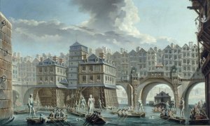 La joute des mariniers, entre le pont Notre-Dame et le pont au Change by Nicolas Jean-Baptiste Raguenet Oil Painting