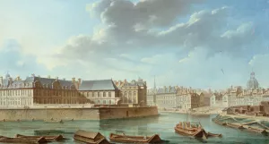 La Pointe orientale de l'ile Saint-Louis, avec l'hotel de Bretonvilliers et l'hotel Lambert Oil painting by Nicolas Jean-Baptiste Raguenet