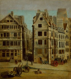 Le cabaret l'Image Notre-Dame, place de Greve, actuelle place de l'Hotel de Ville by Nicolas Jean-Baptiste Raguenet Oil Painting
