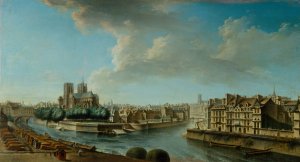 Le Chevet de Notre-Dame et la Pointe occidentale de l'Ile Saint-Louis by Nicolas Jean-Baptiste Raguenet Oil Painting